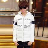 以白色为主潮牌棉衣男冬装学生韩版修身加厚棉袄青少年保暖外套