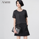 Amii及简品牌女装旗舰店夏季新时尚帅气宽松圆领短袖纯色大码T恤