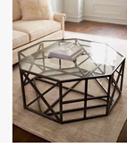 铁艺复古茶几钢化玻璃简约现代创意圆形边几小户型咖啡桌圆几餐桌