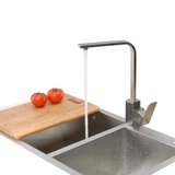 304不锈钢厨房水槽水龙头冷热方形R角度旋转出水买一送二厂家直销