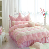 韩版冬床裙式床罩天鹅绒4四件套珊瑚短毛法莱绒加厚公主床上用品