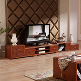明龙100%全实木电视柜客厅简约时尚进口橡木地柜家具特价批发