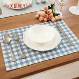日式韩式简约风格纯棉地中海蓝色餐厅垫 双面餐垫 杯垫 隔热垫
