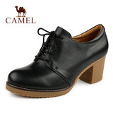 Camel/骆驼女鞋欧美春季系带真皮女士休闲皮鞋子高跟单鞋A1196036