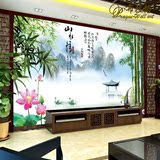 电视背景墙壁纸客厅3d墙纸风景画山水情大型壁画竹子无缝墙布中式