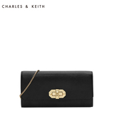 CHARLES&KEITH 长款钱包 CK6-10680428 锁扣链条纯色女式钱夹