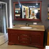 爆款现代中式橡木实木大理石台面落地式浴室柜组合卫浴柜洗手盆柜