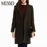 MIXXO韩版衣恋女式格子摩登中长款呢子大衣MIJH54T12B专柜正品