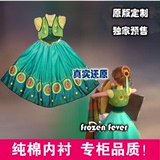 2015新款Frozen Fever冰雪奇缘2艾莎女王连衣裙安娜公主礼服裙子