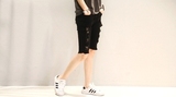 韩国品牌代购夏季韩版黑色破洞低腰全棉牛仔布薄款五分女休闲短裤