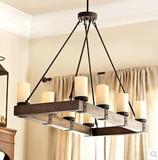 美式复古铁艺吊灯北欧个性客厅餐厅卧室别墅木质创意蜡烛餐吊灯具