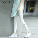 Amii艾米2016夏季新款百搭修身字母印花弹力打底裤薄款外穿长裤