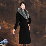 2015冬新款韩版外套修身真狐狸毛领羊绒羊毛呢大衣女加厚中长款