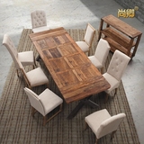 尚卿欧式家具餐桌椅组合简约实木铁艺拼花会议桌时尚办公桌8109