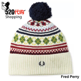 美国代购正品Fred Perry FP麦穗男女纯羊毛毛线帽子针织帽秋冬