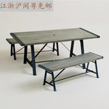 美式欧式家具长条餐书桌复古餐办公桌设计铁艺实木餐厅餐饮桌椅