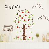 卡通小花大树可移除儿童房贴画幼儿园早教中心水果店苹果树墙贴纸