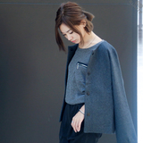 Rillimiteu原创设计师品牌女短款宽松版型羊毛大衣毛呢外套韩国制