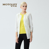 Motoley/慕托丽2016新款网纱拼接七分袖中长款女外套
