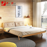 欧格贝思 现代北欧实木床简约软包1.8米双人床水曲柳1.5卧室床