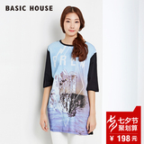 Basic House/百家好夏季新款韩版印花圆领款T恤HPTS322R