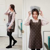 韩国代购Cherrykoko时尚甜美可爱波点背带连衣裙C512PAOP48