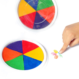 儿童手指画颜料无毒水洗6色手印泥彩色印台盒幼儿园创意diy涂鸦画
