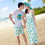 情侣装夏装修身度假海边碎花性感吊带波西米亚长裙沙滩裙连衣裙仙
