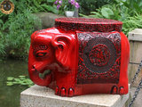 中式仿古树脂工艺品家居饰品大象换鞋凳子摆件客厅家居装饰品红色