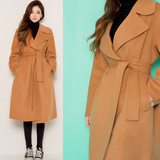 韩国代购2015秋冬chuu装女装新款中长款毛呢外套羊绒呢子大衣风衣