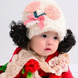 韩版女童女宝宝冬季加绒加厚假发帽子婴幼儿童公主护耳帽1-2-3岁