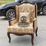 世强高端定制大森实木休闲椅美式欧式新古典软包单人沙发软靠实拍