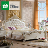 聚 大森林欧式床储物真皮公主床白色实木双人床法式高箱婚床G2