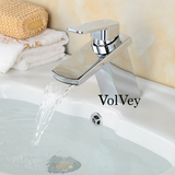 Volvey 全铜瀑布水龙头 洗手洗面盆高低款冷热台上盆水龙头