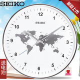 2015新款日本SEIKO精工时钟 客厅卧室个性时尚世界地图静音挂钟