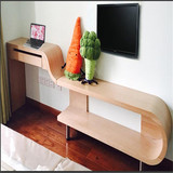 创意弧形卧室梳妆台化妆桌镜电视柜组合简易实木书桌柜梳妆台定制