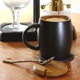 乐活马克杯陶瓷杯子创意带盖勺简约咖啡杯牛奶杯水杯情侣杯可定制