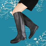雨鞋女时尚黑色韩版雨靴高筒骑士马靴防滑平跟长筒水鞋女士马丁靴
