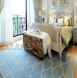 欧式地中海浅蓝色地毯客厅茶几地毯卧室床边玄关手工腈纶地毯定制