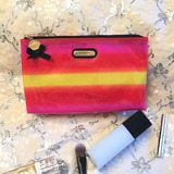 VS 维多利亚的秘密 彩虹条纹PU炫彩 化妆包 收纳包 手挽包