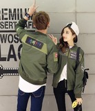 韩国代购秋季新款飞行员男女棒球服原宿BF修身显瘦贴布短夹克外套
