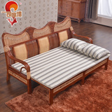 藤匠小户型多功能推拉床伸缩折叠两用沙发床抽拉式双人藤艺沙发床