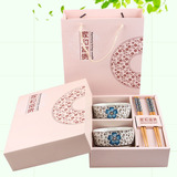 韩式陶瓷餐具碗筷4件套装婚庆回礼抽奖礼品商务送礼礼盒包装