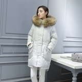 2015冬季新款韩版修身显瘦大毛领加厚羽绒服女中长款宽松A字外套