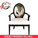 新中式餐椅水曲柳酒店会所茶楼餐厅靠背椅实木布艺休闲椅工程家具