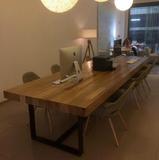 美式铁艺实木长桌长条桌简易书桌办公桌培训桌复古会议桌复古餐桌