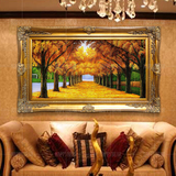 小乐熊 纯手绘欧式客厅风景油画黄金大道有框沙发背景油画装饰画