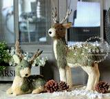 美式乡村 圣诞节服装店装饰森系草编麋鹿驯鹿结婚礼物装饰品道具
