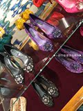 直邮 法国代购D&G/杜嘉班纳秋冬新款 宝石装饰蕾丝高跟女鞋