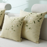 全棉植物花卉靠垫简约现代布艺抱枕绣花方形靠枕被沙发腰枕套手枕